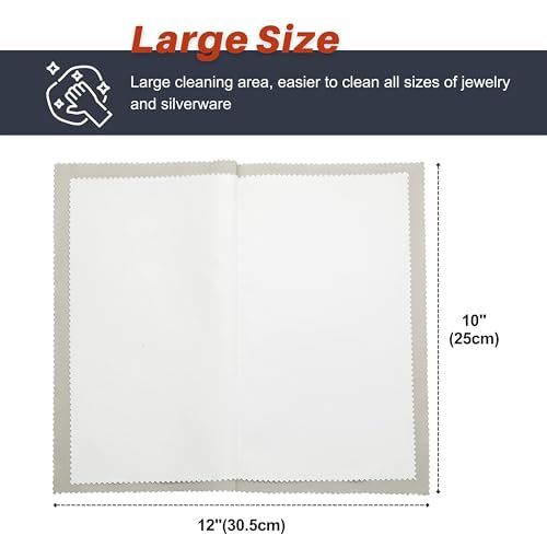 Image of CATIFLIN 3pcs Multi-Layer Jewelry Cleaning Cloth, Large Silver Polishing Cloth, 100% Cotton Jewelry Polishing Cloths for Gold, Silver and Platinum Jewelry (Light Gray, 10 inchX12)