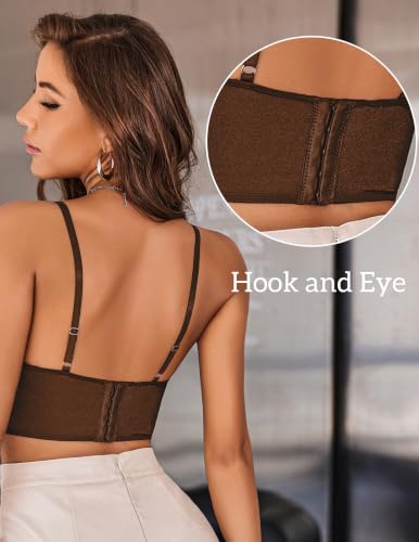 Image of Avidlove Lace Bralettes for Women Y2k Strap Bustier Cami Top V Neck Camisole Lingerie