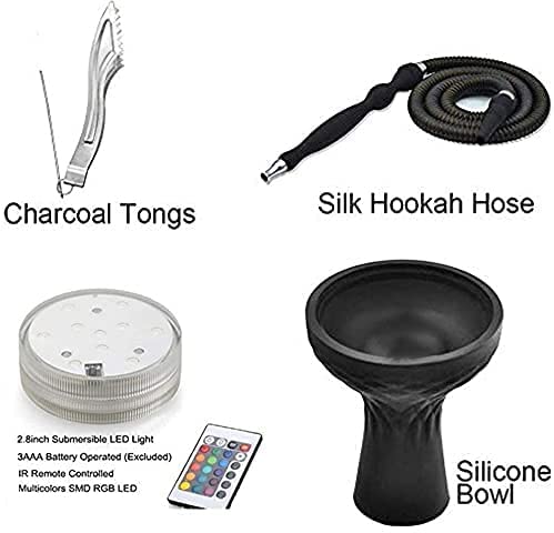 Hookah 2 Hose Hookah Set Portable Acrylic Modern Hookah Big Travel Hookahs With Carrying Case Complete Set Led Light Shisha Kit Two Silicone Hose Big Hookah For Better Shisha Hookah Narguile Smoking #TOP4