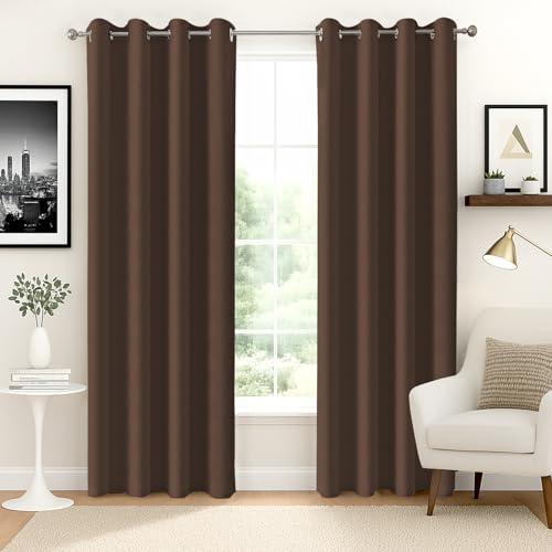 Image of Homestan 90% Blackout Door Curtains 8 Feet Long Set of 2, Room Darkening Parda with Grommet Design for Home Decor (8x4 Feet, Brown)