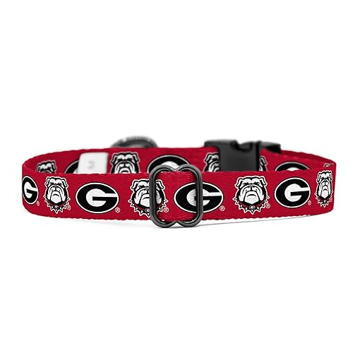 Image of Georgia Bulldogs Custom Handmade Adjustable Nylon Collars and Leashes (Large Collar)