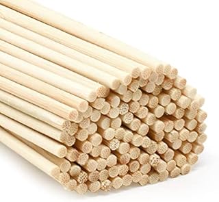 Joejis 120 Pack Bamboo Wooden Dowel Rods - Unfinished Natural Wooden Sticks for Crafts 15cm x 3mm