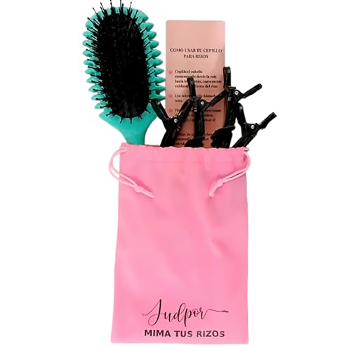 Judpor® Kit Completo Método Curly | Set de Accesorios para Pelo Rizado con Cepillo Profesional, Pinzas, Bolsa y Guía | Rutina Principiantes Anti-Frizz.
