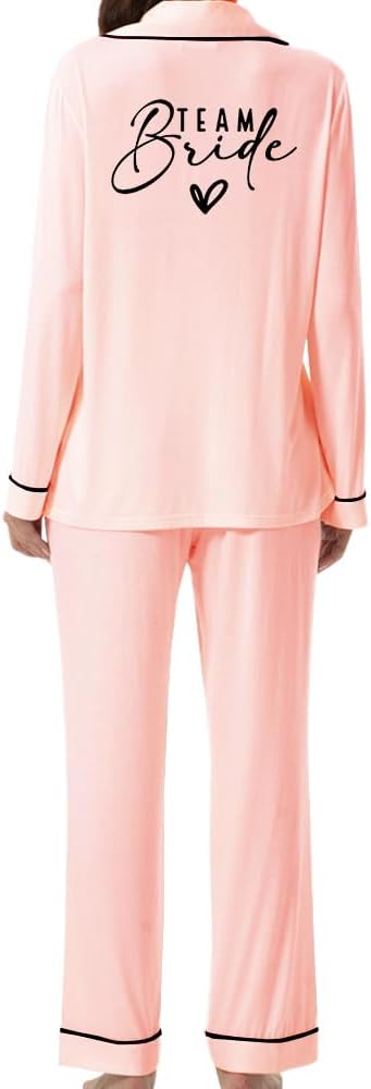 JPHCHSC Hen Party Silk Satin Pyjamas Set Bride Pj Set Pyjama Womens Bridesmaid Sleepwear Button-down Long Sleeve Nightwear 59 JPHCHSC Hen Party Silk Satin Pyjamas Set Bride Pj Set Pyjama Womens Bridesmaid Sleepwear Button-down Long Sleeve Nightwear 59