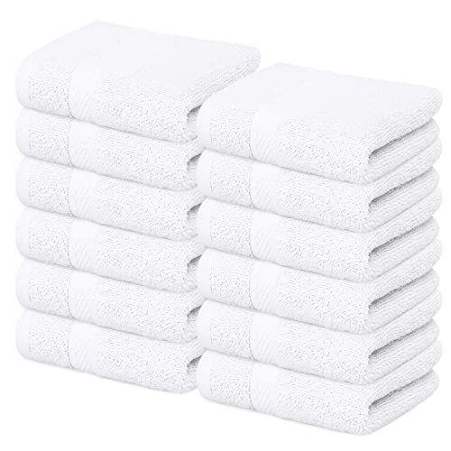 Infinitee Xclusives Premium White Washcloths Set â Pack of 12, 13x13 Inches 100% Cotton Wash Cloths for Your Body and Face Towels, Kitchen Dish Towels and Rags, Baby Washcloth