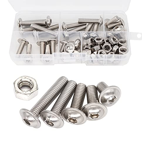 cSeao 50 Stück M6 Flansch Zylinderkopfschrauben, M6 x 10 mm / 15 mm / 20 mm / 25 mm / 35 mm Edelstahl Cover