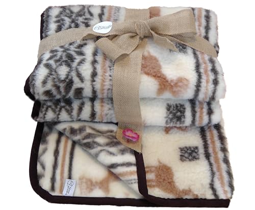 Sheep Dreams Wolldecke Schafwolldecke Wohndecke 100% Merino Schurwolle Lammwolle Tagesdecke (Elchbraun, 160cm x 200cm)