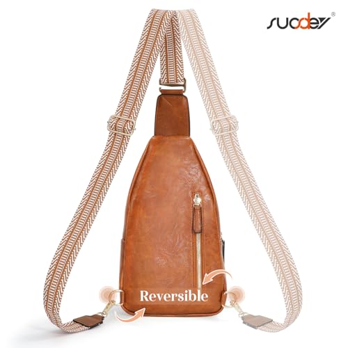 Image of SUOSDEY Sling Bags for Women Crossbody Leather Sling Backpack Chest Bag Shoulder Bags for Casual Traveling Hiking Cycling