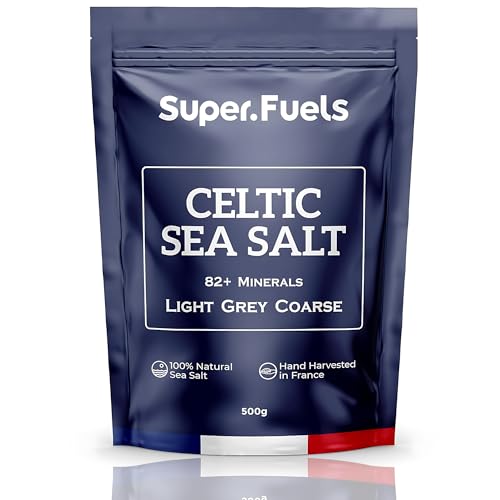 Celtic Sea Salt by Super Fuels – 500g | 100% Natural Unrefined Celtic Salt | Rich in 82+ Essential Minerals | Hand-Harvested Light Grey Salt Crystals from France
