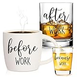 Physkoa Before Work After Work Gifts Set-Funny Workday Glass Cup Gift Set-Includes 20oz Coffee Mug, Whisky Glass &Shot Glass,Work Office Humor Gift for Coworkers, Bosses, Friends
