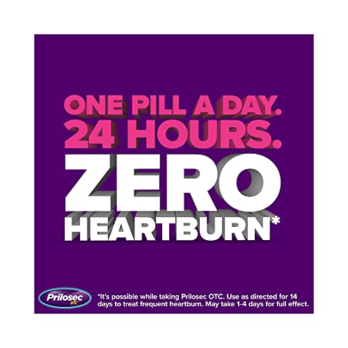 Prilosec OTC, Omeprazole Delayed Release 20mg, Acid Reducer, Treats Frequent Heartburn for 24 Hour Relief, All Day, All Night*, 20mg, 42 Tablets