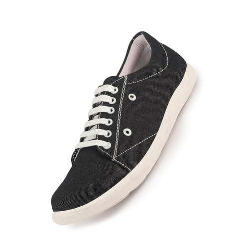 Image of FAUSTO Men Casual Classic Canvas /Fabric Sneaker Shoe | Lightweight Comfort Insole | Everyday 6-Eye Lace Up Shoes with Anti Skid TPR Sole