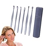 Tapones para los oídos, 6 cm, pala de cera portátil, herramienta de limpieza de oído sin dolor, kit de eliminación de cerumen de acero inoxidable para el cuidado del hogar, higiene de viajes