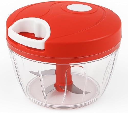 Processador de Alimentos Manual 500ml com Corda Retrátil, 3 Lâmin...