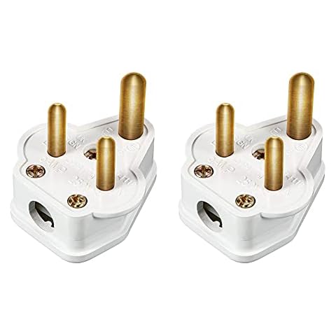 Moscare 2Pcs 5 Amp Round Pin Plug Lamp,Round 3 Pin Plugs for Stage Lighting Lamp(White) Cover
