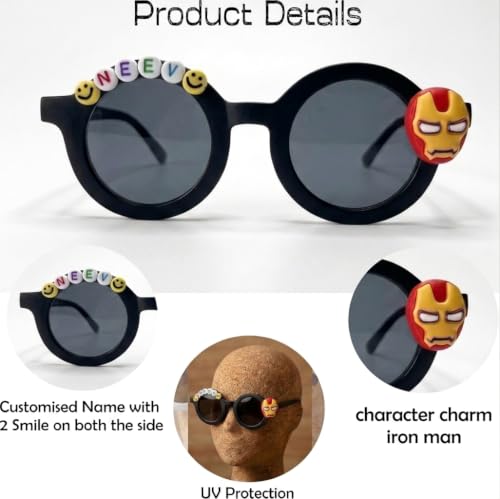 Image of PLAS ART STUDIO Customised round sunglasses Kids Sunglasses Get Kids Name on Frame For Girls & Boys. (Recommended Age 2+)