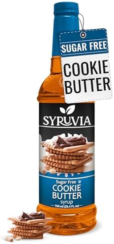 Syruvia Sugar Free Coffee Syrup, Cookie Butter Flavored Syrup for Drinks, Lattes, and Desserts – 25.4 fl oz