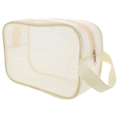 DONFAMDS Torba Kosmetyki z Siateczki Wielofunkcyjna Torba Prysznicowa Hollow Design Dla Łatwego Osuszania Elegancki Beżowy Kolor Idealna Do Użytku Codziennego