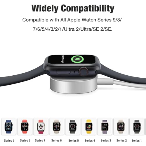 Image of USB C Watch Charging Cable for Apple Watch, Wireless Magnetic Charger for iWatch, 1 Metre Watch Cable Type C Portable Charging Station Compatible with Apple Watch Series 10 /9 /8 /7 /6 /5 /4 /3 /2 /1 /Ultra
