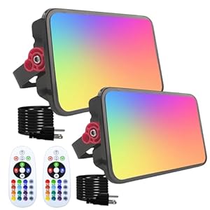 2 Pack 50W RGB Flood Light, RGB Color Changing Floodlight, Smart RGB Floodlight with Remote Control, for Club, Wedding, Stage lighting, Birthday Party, Poster, Disco, KTV, Halloween, Christmas