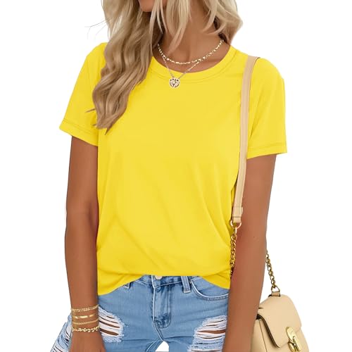 YUCOLEN Womens Short Sleeve Tops UPF 50+ Sun Protection Summer Casual Shirts Cotton Crewneck Soft...