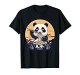carino panda ramen tagliatelle giapponesi panda mangiare ramen noodles maglietta