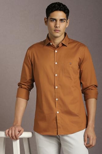 Image of Louis Philippe Mens Cotton Solid Slim Fit Shirt
