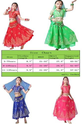 Disfraz de Danza Oriental para Niñas, Vestido Plisado 5 Piezas miniatura 2
