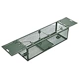 Rattenfalle Lebend für Mäuse,Humane Metallfalle Lebendfalle Ratte,Wiederverwendbar,2 Eingänge(Grün,39,5 * 13 * 15 cm)