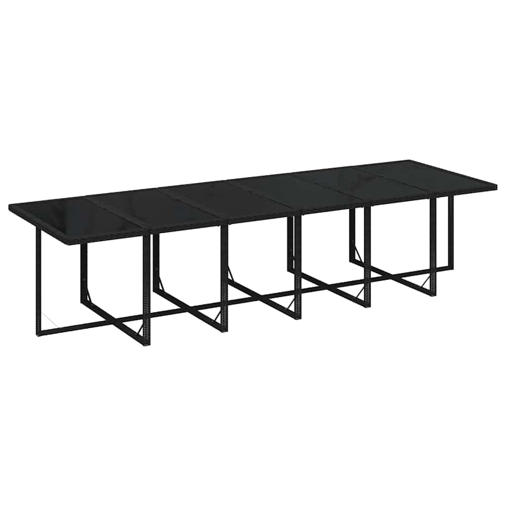 ACAGALA Conjunto de Muebles de Jardín 12 Sillas y Mesa de Ratán con Cristal, Comedor Exterior de Terraza con Cojines, Set para Patio y Jardín, Negro