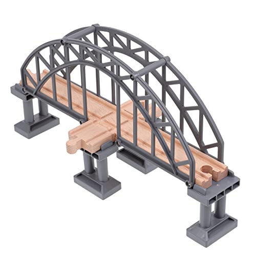 Train Bridge Model, Wooden Train Track Accessories Cross Railway Toys Train Scene Layout Props Toy for Kids Toddlers