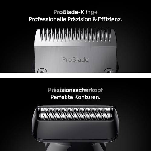 Braun All-in-One Series 7, 18-in-1 Multigroom, Barttrimmer, Nasenhaartrimmer, Haarschneidemaschine für Gesicht, Kopf und Körper, 120 Min Akku, 14 Längen (0.1–21 mm), Wasserdicht, AIO7585, Grau