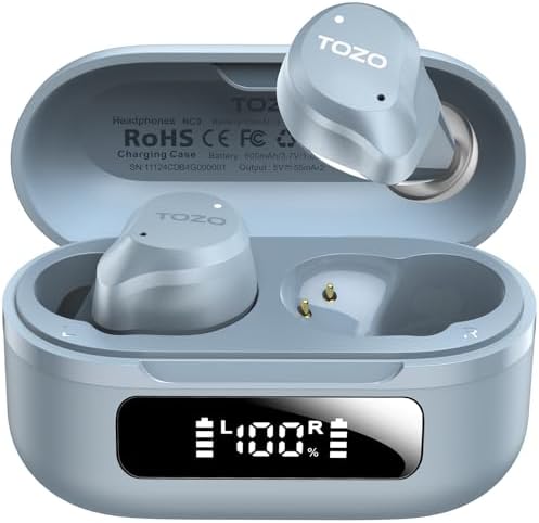 TOZO NC9 Hybrid Active Noise Cancelling Wireless Earbuds, 6 Mics ...