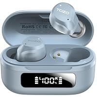 TOZO New NC9 Hybrid Active Noise Cancelling Wireless Earbuds, 6 Mics ENC Clear Call, IPX8 Waterproof, in Ear Bluetooth 5.3 Headphones Stereo Bass Heasets 60H Playtime with LED Display 32 EQs via APP