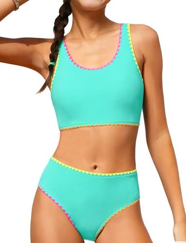 Image of Teen Girls Swimsuits Two Piece Girls Bathing Suit Bikini Sets with Chest Pad Size 9-16 Years