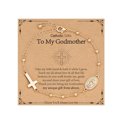 Catholic Virgin Mary Cross Bracelet Gifts for Girls Teens Women, Rosary Beads Charm Link Chain Bracelet Christmas Christian Religious Jewelry Gifts