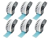 Spécifications : 29mm x 30.48m(1.1 in x 100 ft)(Largeur x longueur) - Noir sur Bleu, 6 Rouleaux & 6 Étiquettes(1 Étiquettes/Rouleau) - Compatible avec Brother DK-22210 prédécoupées Rouleau de Papier Continu