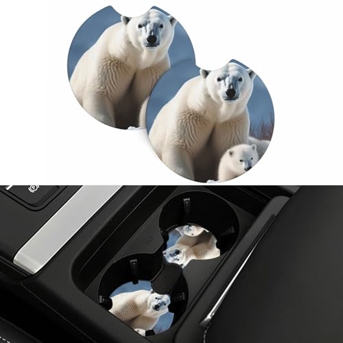 2 Posavasos para Porta Vasos de Auto con Diseño Oso Polar miniatura 2