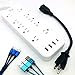 Heavy Duty 3000-Joule 10-Outlet 4-USB Safety Strip Surge Protector with Outlet Saver Power Cord and USB Charge Cables