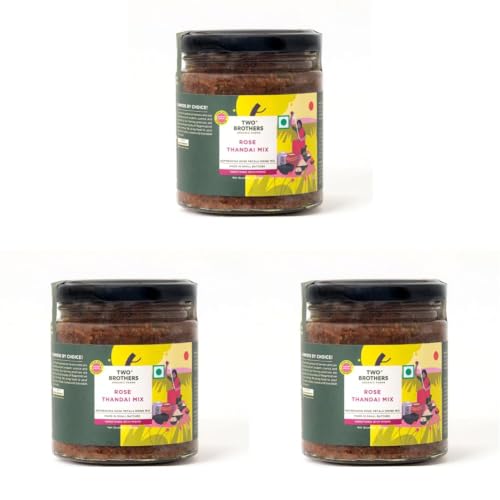 Image of TWO BROTHERS ORGANIC FARMS Rose Thandai 200Gm|Pure Taste Of Natural Ingredients|No Artificial Flavors|Rose Petals To Combat Summer Heat. (Pack of 3)