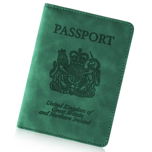 Image of Cinocratic Passport Holder for Travel Accessories,RFID Blocking PU Leather Passport Cover Wallet Card Case for Men and Women (Green)