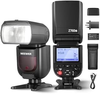 NEEWER Z760-C TTL Flash Speedlite Compatible with Canon DSLR Cameras, 76Ws GN60 2.4G 1/8000s HSS Speedlight, TCM Conversion, 7.4V/2600mAh Lithium Battery Charger Set, 480 Full Power Flashes UK Plug