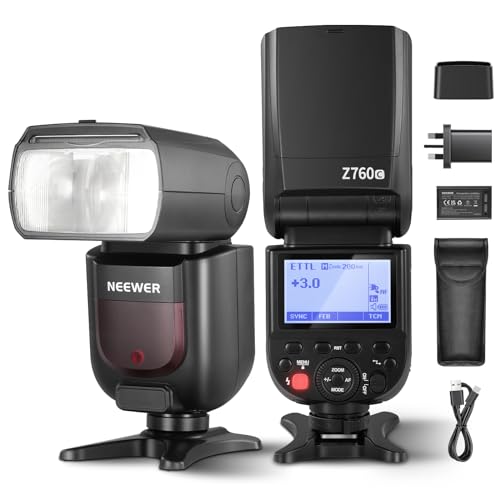 NEEWER Z760-C TTL Flash Speedlite Compatible with Canon DSLR Cameras, 76Ws GN60 2.4G 1/8000s HSS Speedlight, TCM Conversion, 7.4V/2600mAh Lithium Battery Charger Set, 480 Full Power Flashes UK Plug
