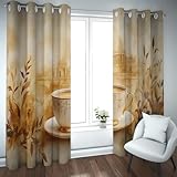 UIRINGART Cortinas ofuscas Vintage para salón clásica Taza de té patrón arquitectónico de Silueta Cortinas térmicas aisladas para Las Ventanas de Estudio 2 Paneles B132xH245cm