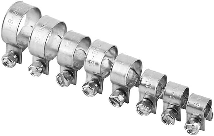 10pcs Adjustable 304 Stainless Steel Hose Clamps - Heavy Duty Pipe Clips for DIY Projects, 6-20mm Size Range(8-10mm)