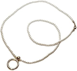 Giorgio Fedon Calabria White Pearls Eyeglass Chain with Gold Loop 27.5" Designer Sunglass Necklace Women?ÇÖs Eye Glasses Holder String