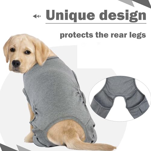 Image of ROZKITCH Back Leg Cover for Dogs Licking for Rear Right Left Leg, Pet Prevent Licking Wound Elbow Protector, Dog Wound Protector Garment Medium for Sprain ACL CCL Arthritis Joint Care Grey M