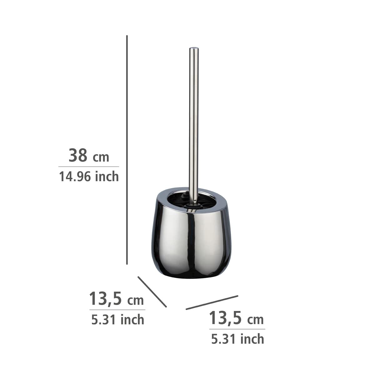 WENKO Toilet Brush, ceramic, Chrome, 13, 5 x 38 x 13, 5 cm, 38 x 13.5 x 13.5 cm - Image 4