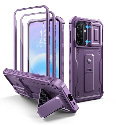 Dexnor pour Coque Samsung Galaxy A57【Double Cadre Avant et Support】 avec CaméRa Coulissante Intégrée & Protecteur d'écran, Coque de Protection Robuste...