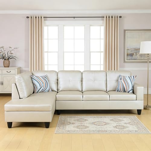 Trygoal 103.5 Inch Modern L-Shaped Couch, PU Leather Sectional Sofa